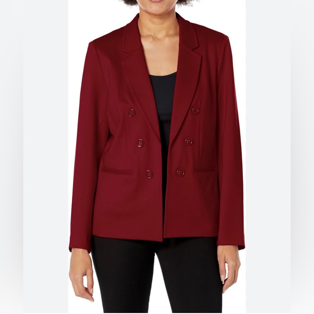 Jones New York Women's Faux Double Breasted Bordeaux Jacket M. New with tags.